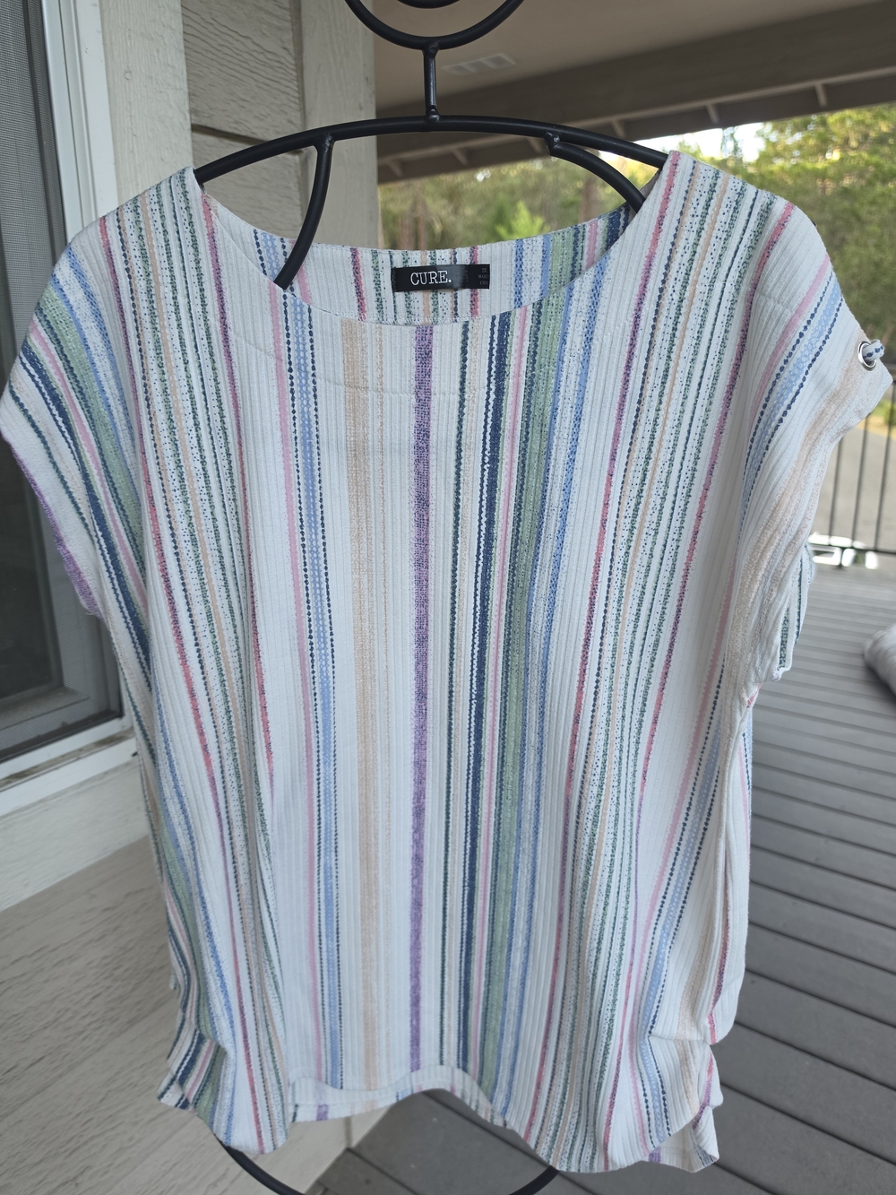Cure Striped Multicolor Short Sleeve Women's Top